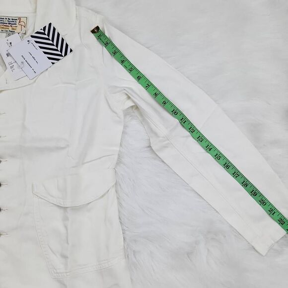 Sandrine Rose -968‎ x Free People NWT Empire Jacket Utility Shirt White Size S - Picture 9 of 9